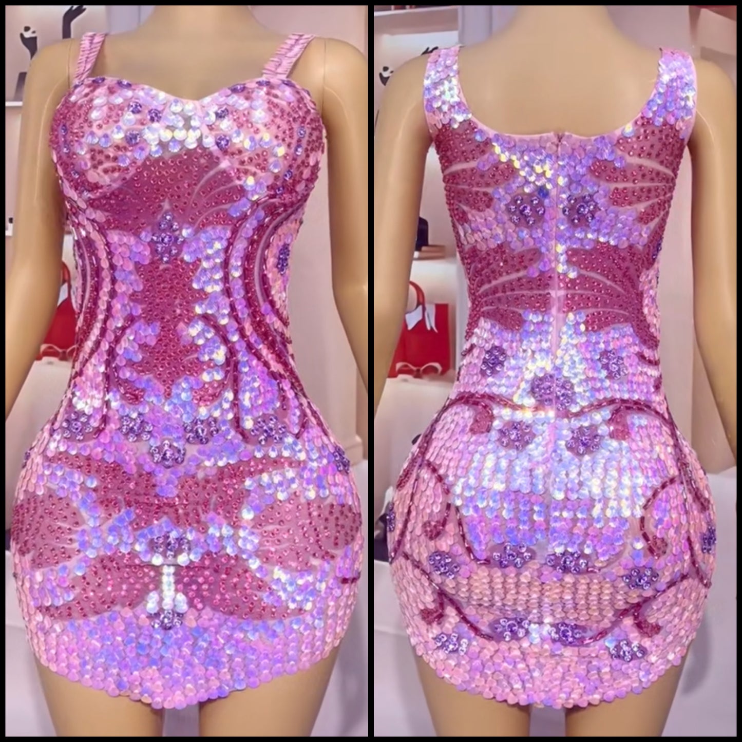 Sexy Sleeveless Sequins Rhinestone Dress