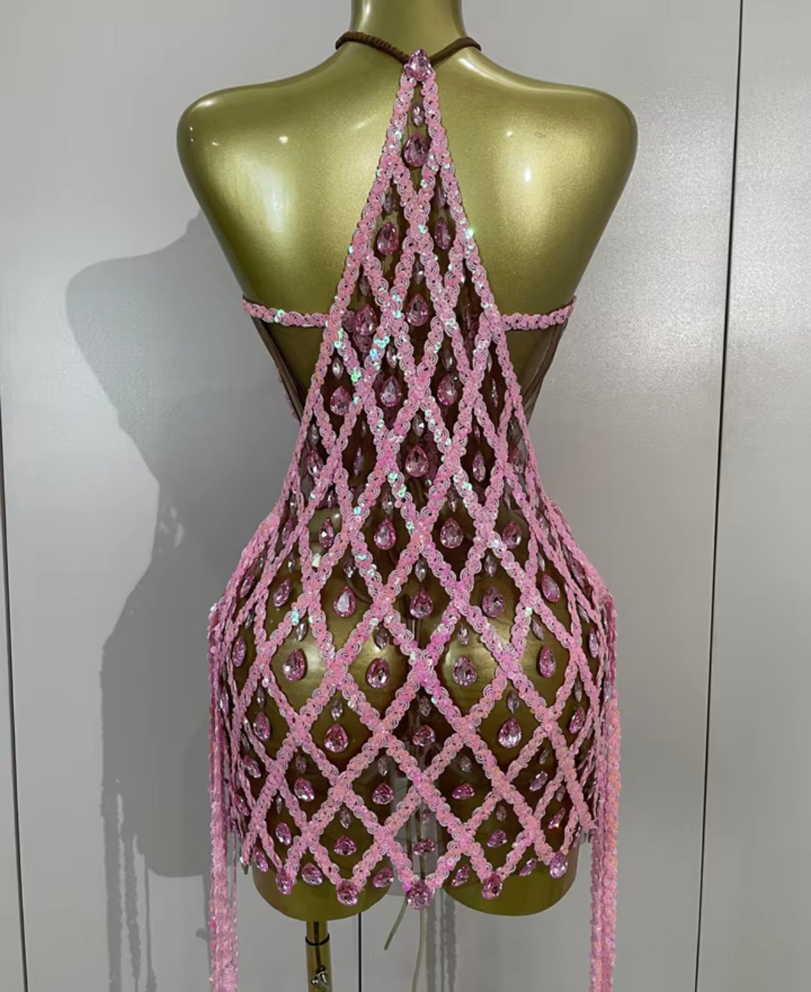 Sexy Sequins Crystal Halter Sleeveless Dress