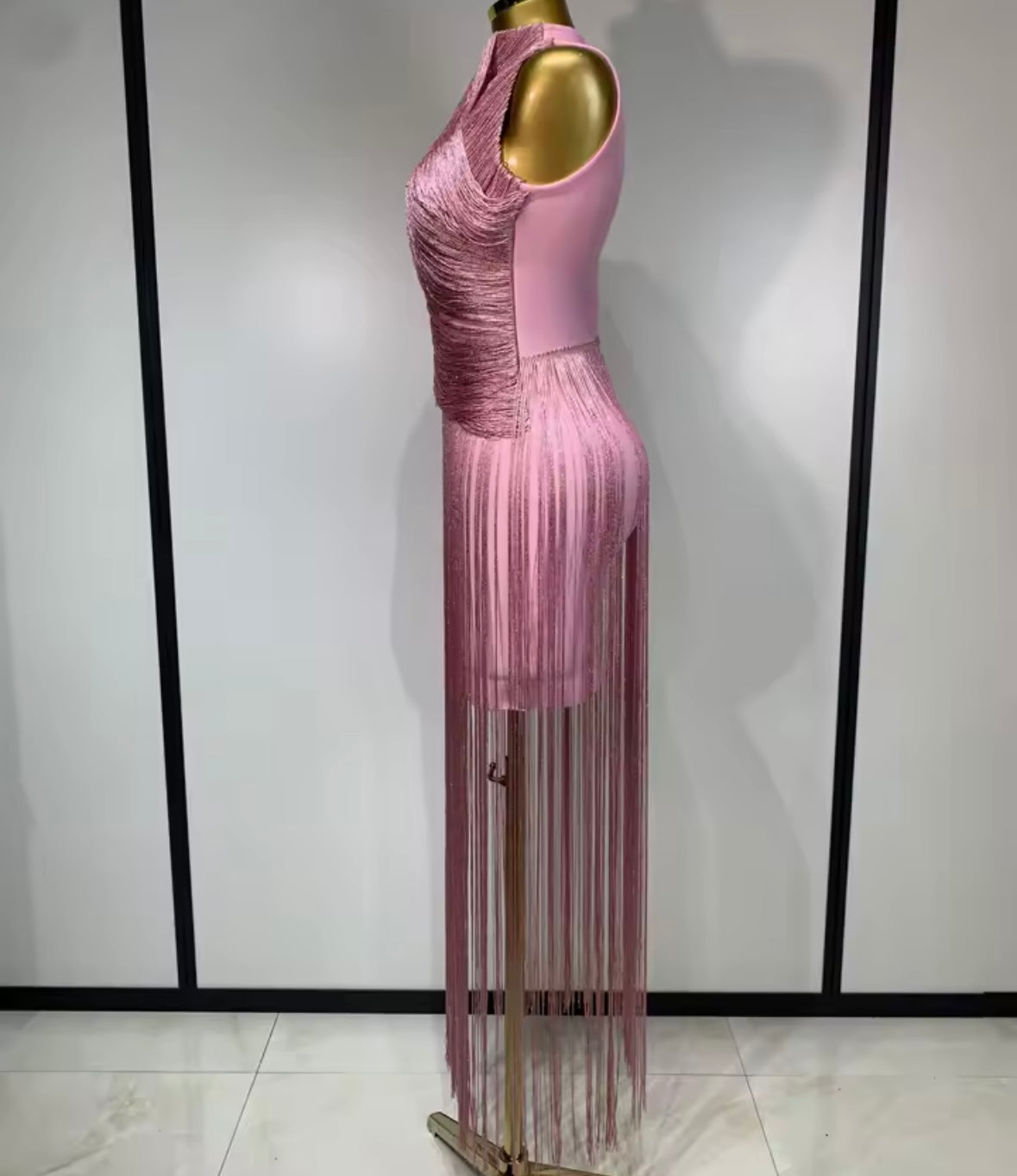 Elegant Sleeveless Fringe Tassel Maxi Dress