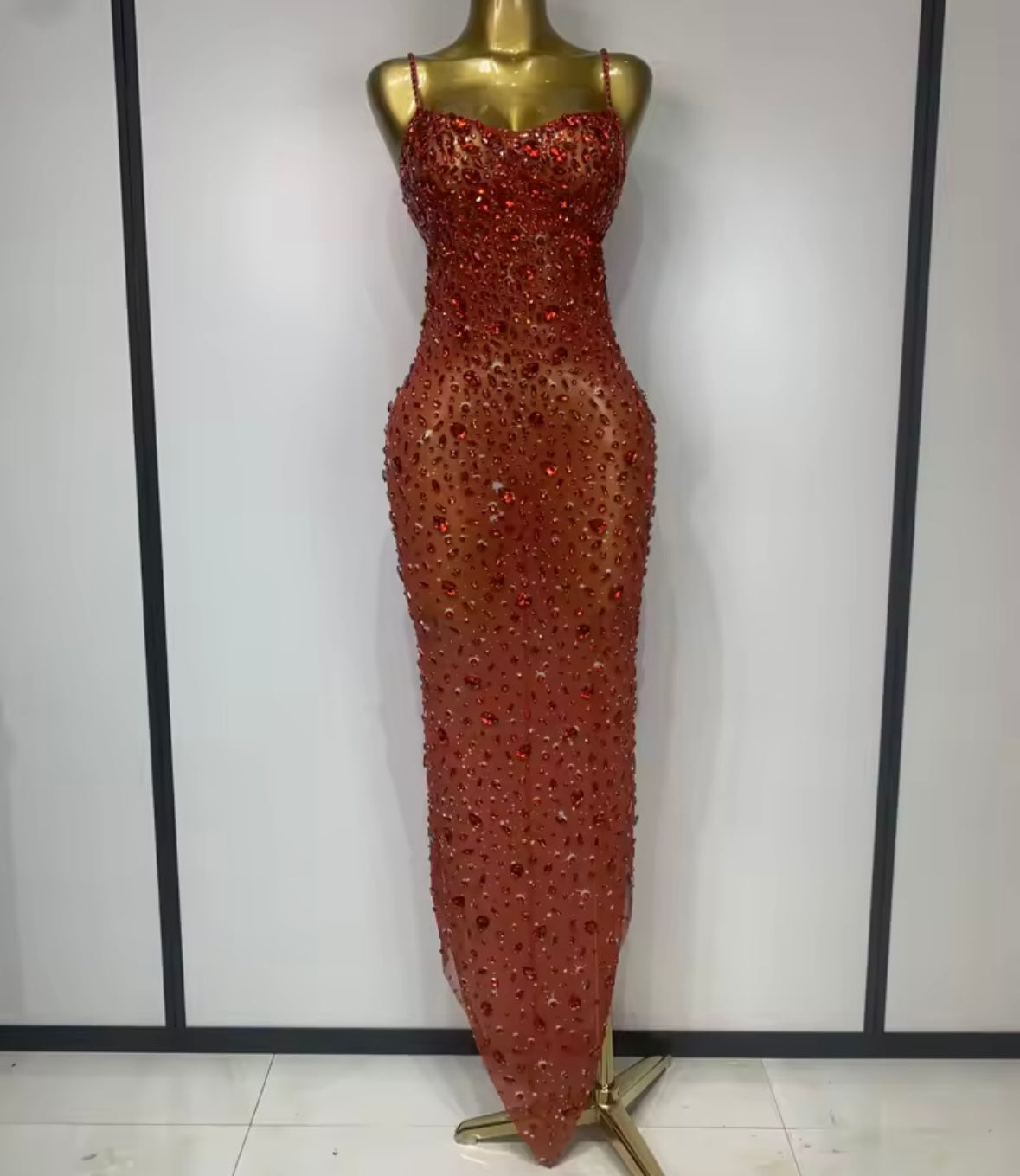 Sleeveless Sexy Rhinestone Embellishment Maxi Dress