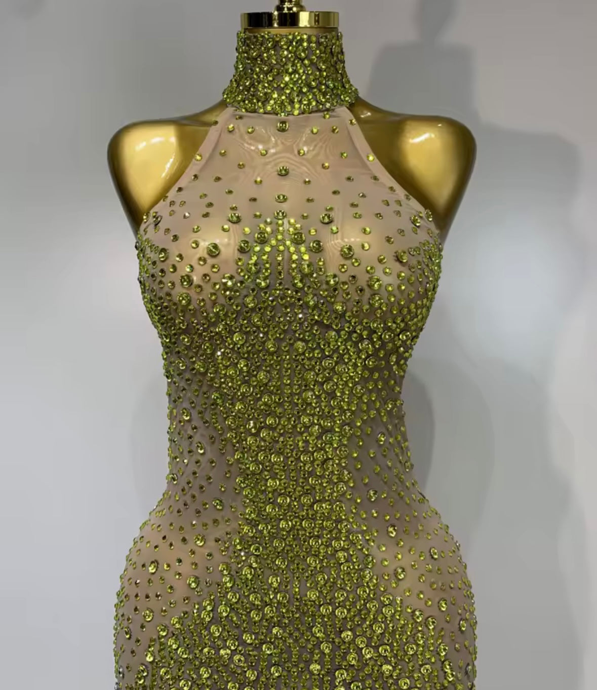 Sexy Sparkly Rhinestone Halter Sleeveless Maxi Dress