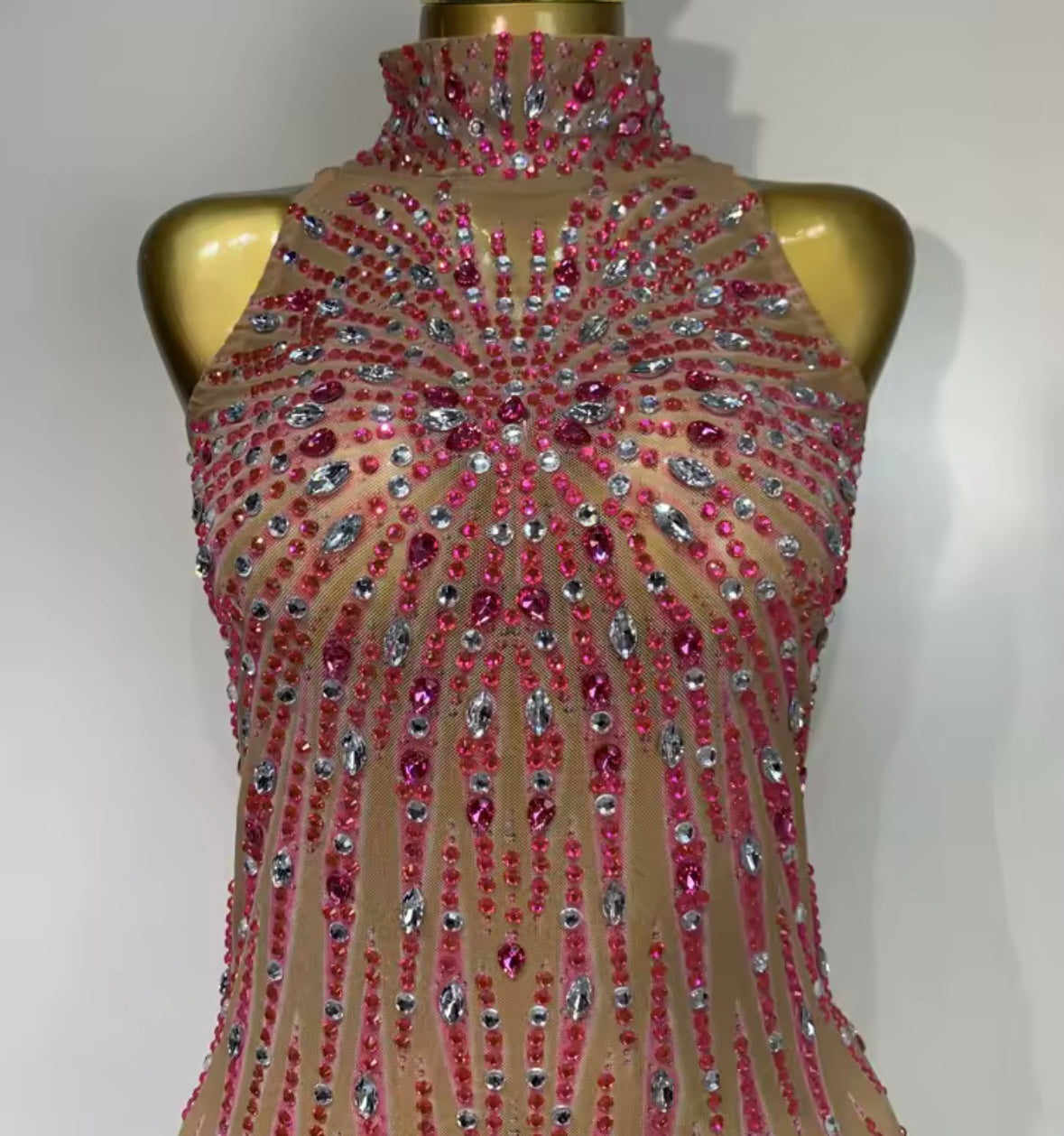 Sleeveless Color Rhinestone Sexy Mesh Jumpsuit