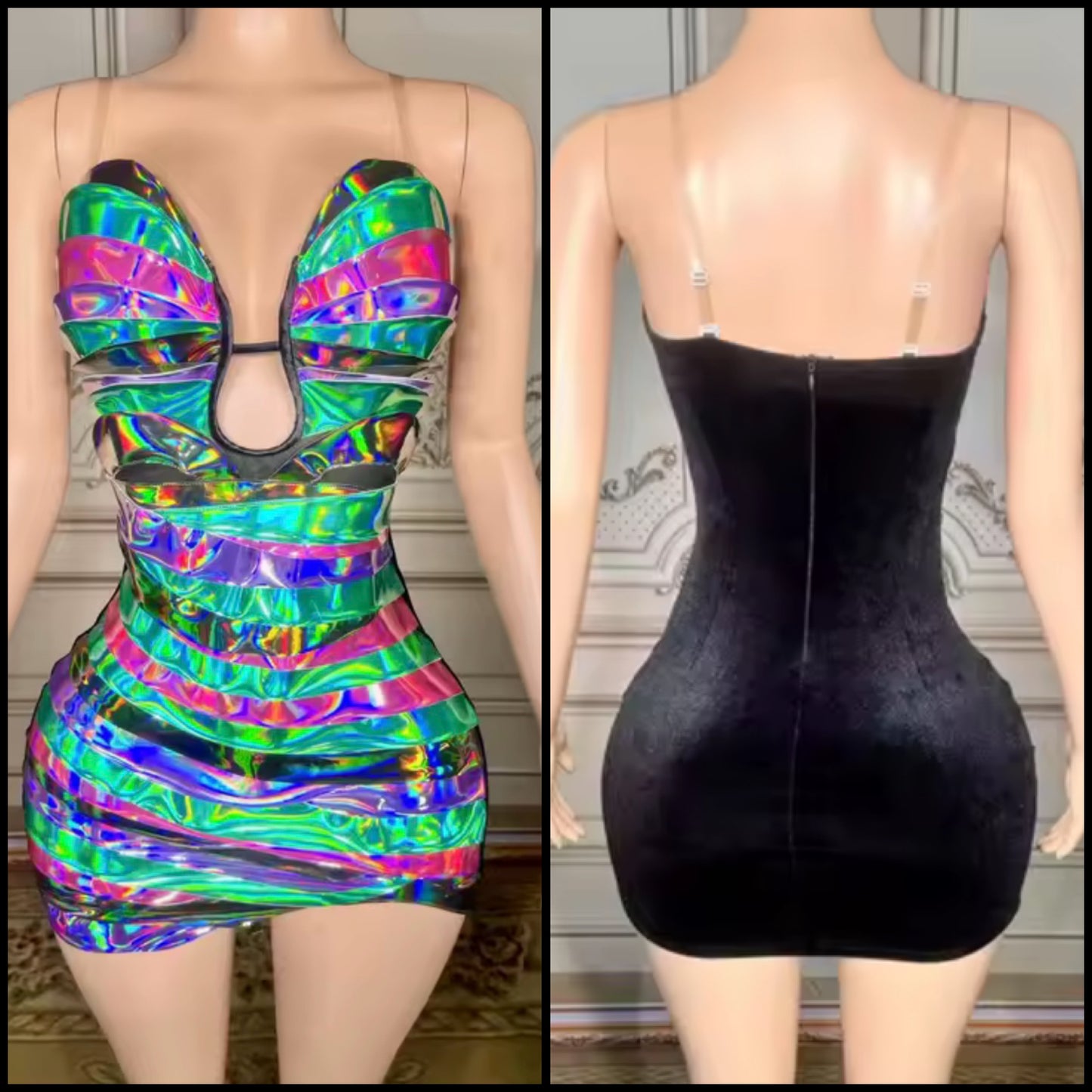 Sexy Sleeveless Colorful Metallic Short Dress