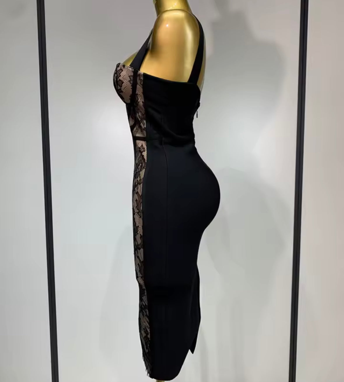 Sexy Black Lace Sleeveless Bandage Dress