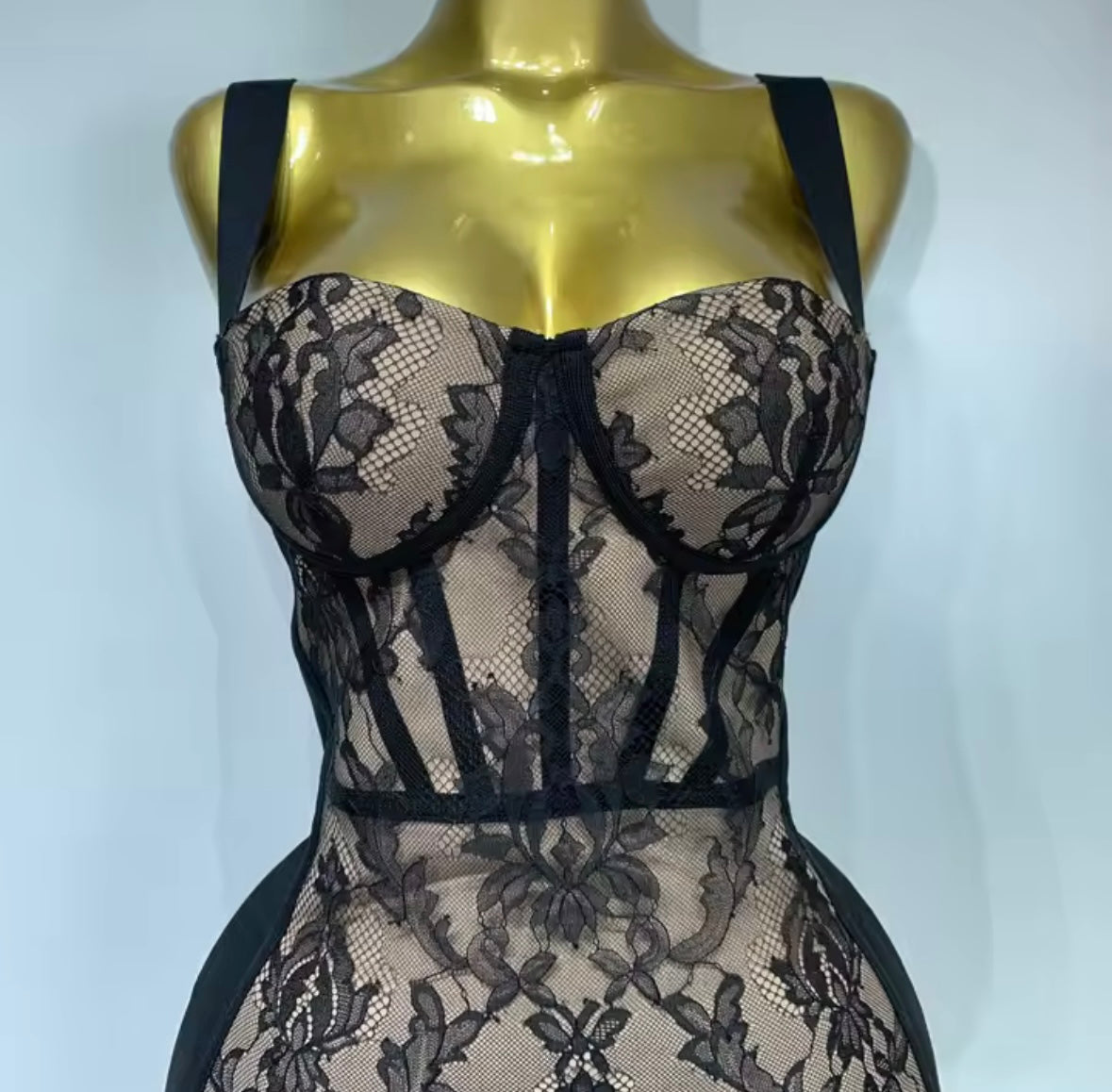 Sexy Black Lace Sleeveless Bandage Dress