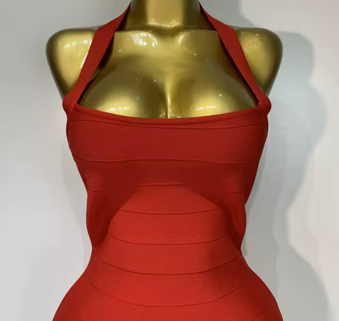 Red Sexy Halter Sleeveless Bandage Dress