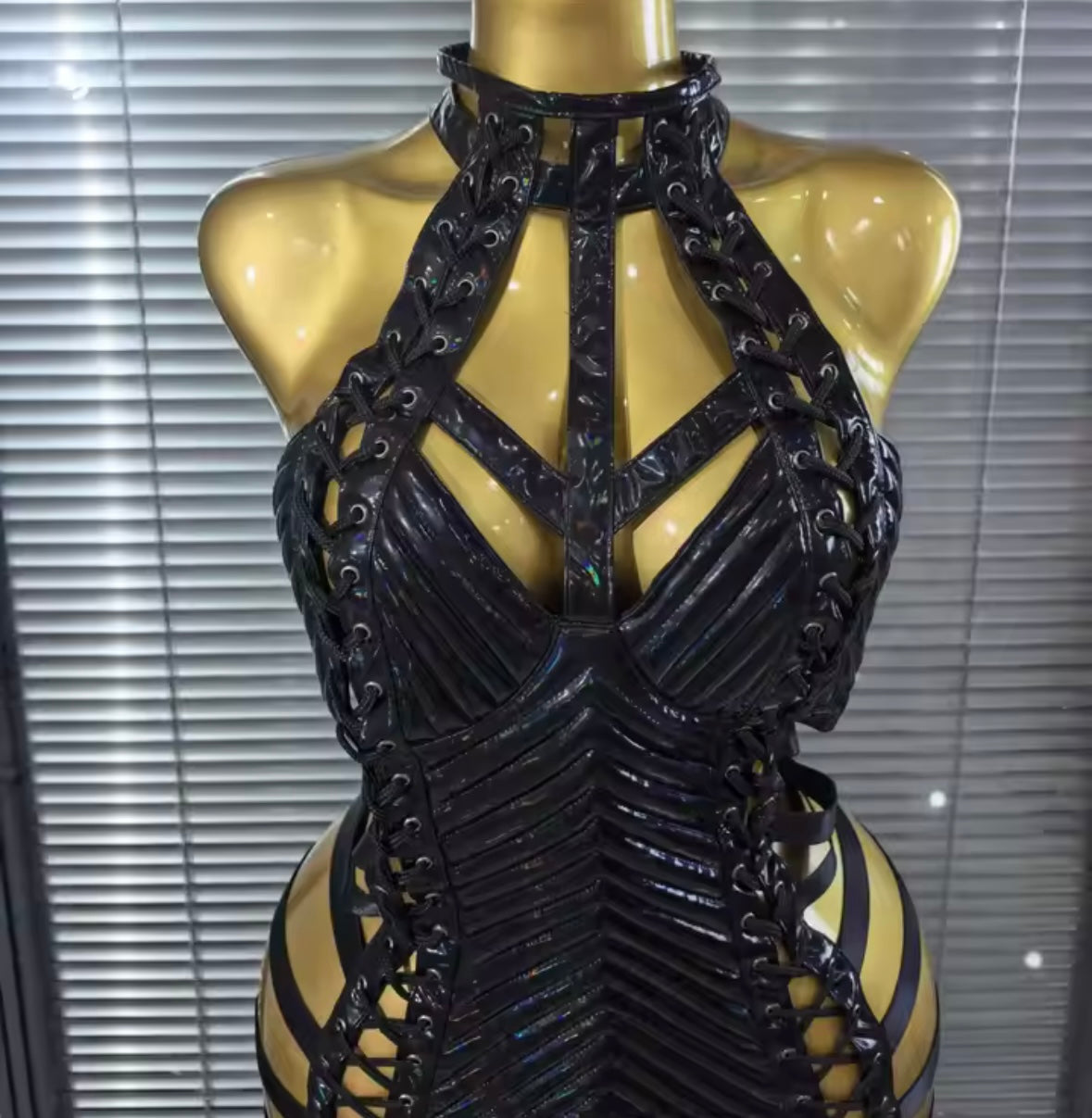 Sexy Halter Sleeveless Hollow Out Tie Up Dress