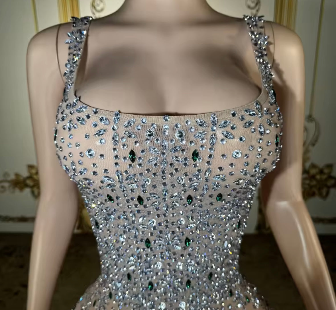 Sexy Rhinestone Embellishment Short See Through Dress