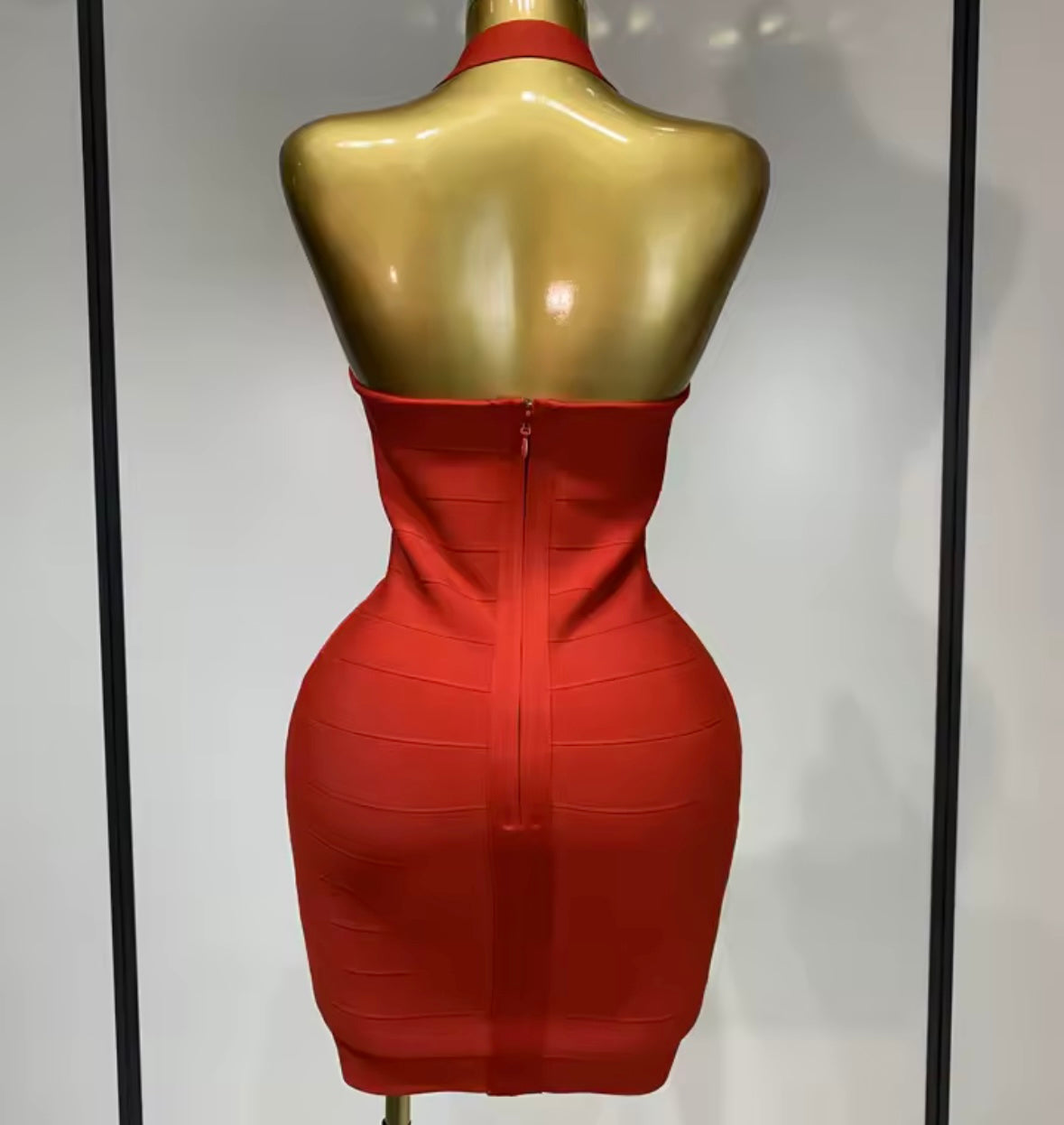 Red Sexy Halter Sleeveless Bandage Dress
