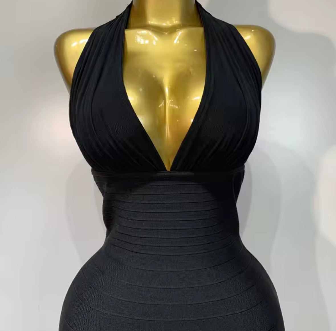 Black Sexy Halter Sleeveless Ruffled Maxi Dress