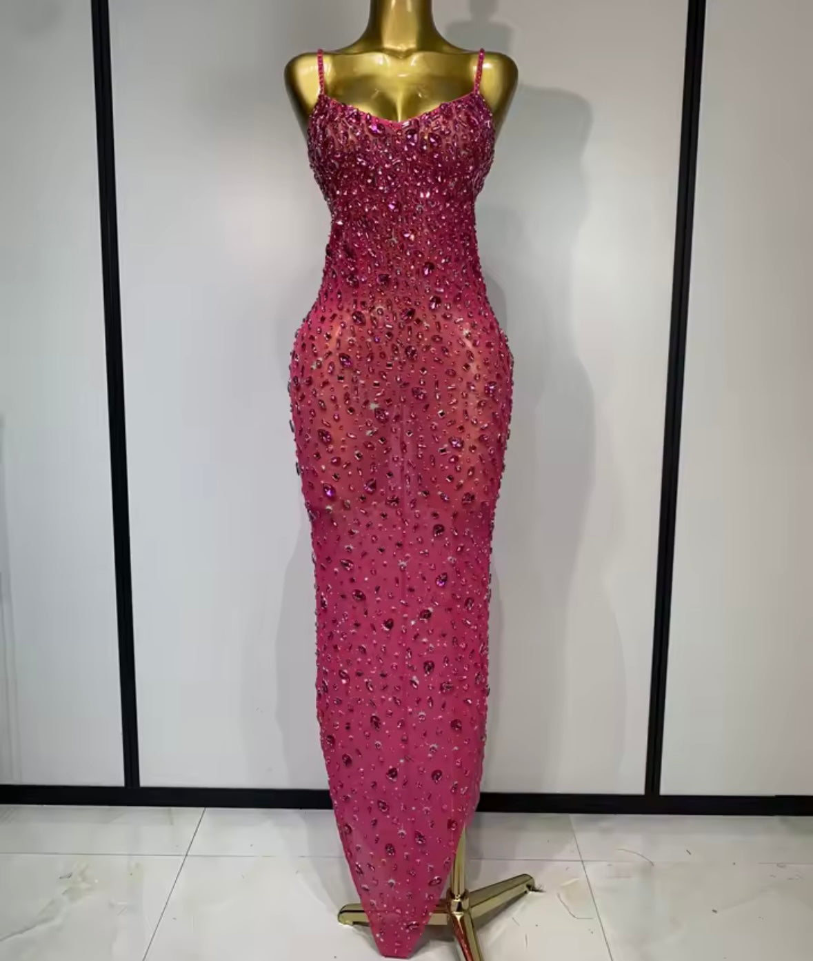 Sleeveless Sexy Rhinestone Embellishment Maxi Dress