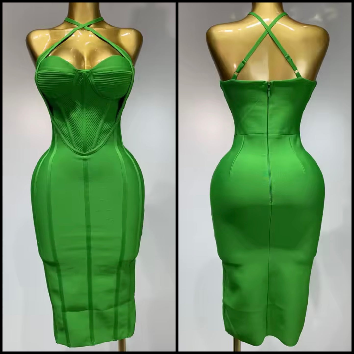 Green Sexy Sleeveless Bandage Dress