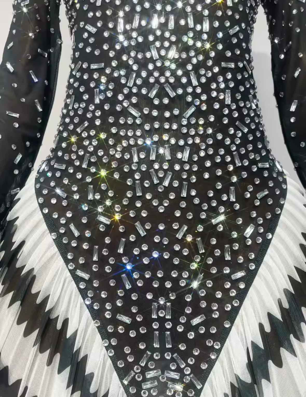 Sexy Rhinestone Full Sleeve Pleated Front Split Maxi Dress