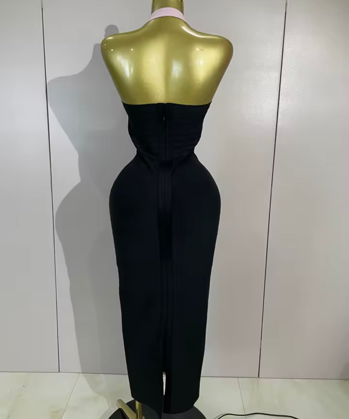 Sexy Color Patchwork Halter Sleeveless Bandage Maxi Dress