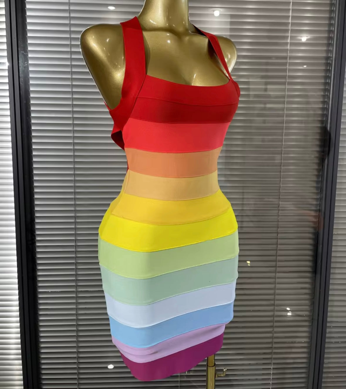 Sexy Sleeveless Open Back Multicolored Bandage Dress