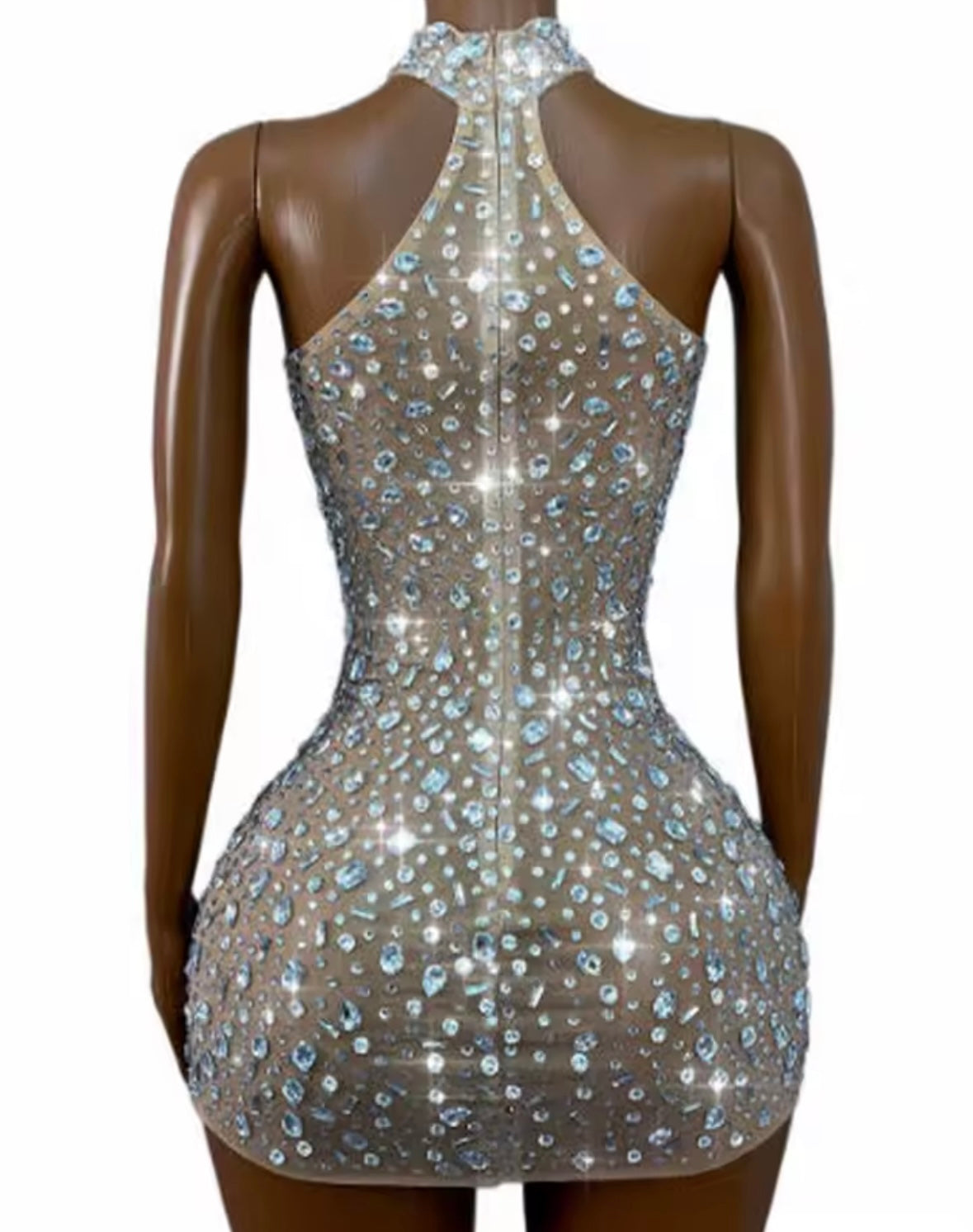 Sexy Sleeveless Rhinestone Embellishment Short Dress