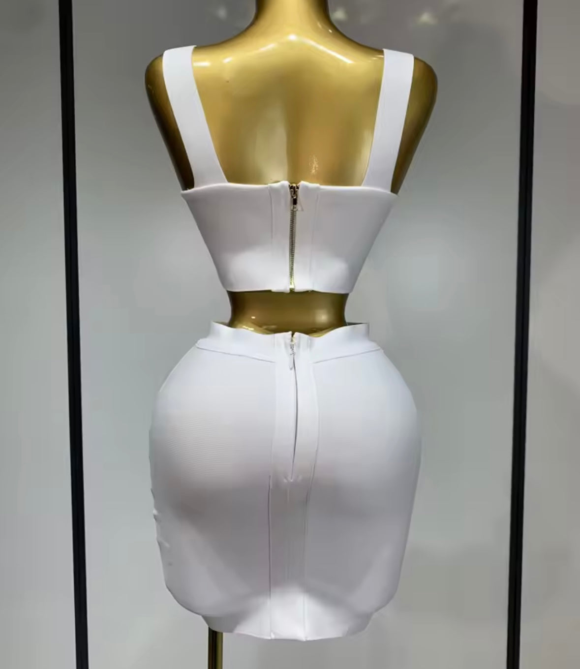 Sleeveless Sexy Crop Two Piece Skirt Set