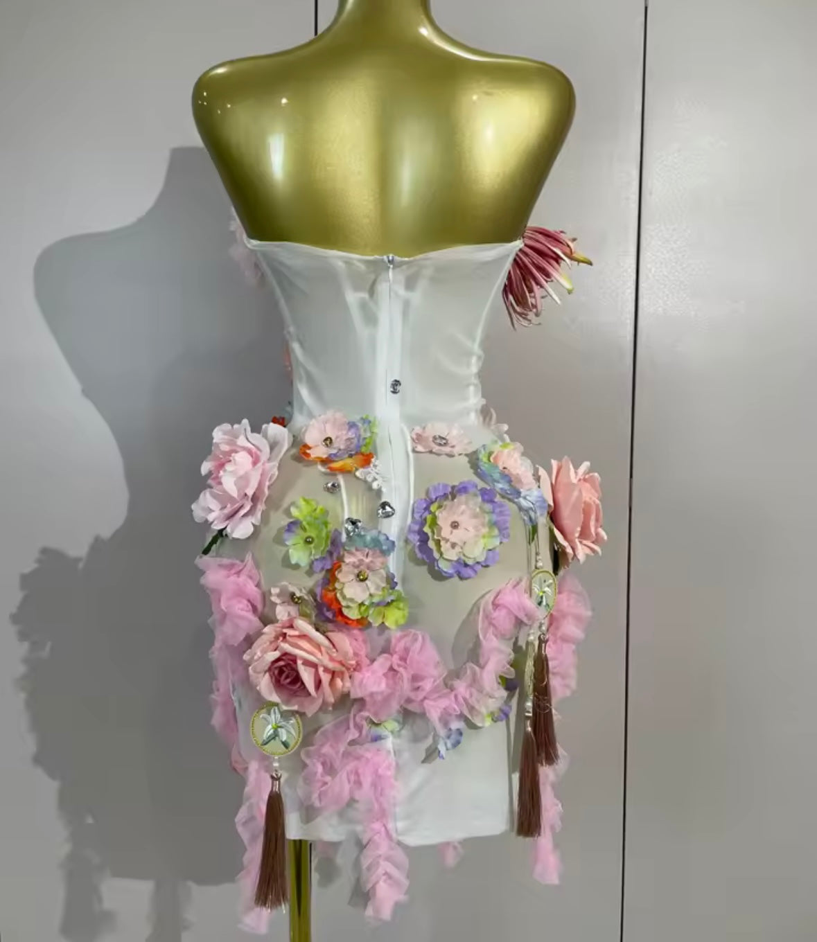 Sexy Strapless Floral See Through Dress