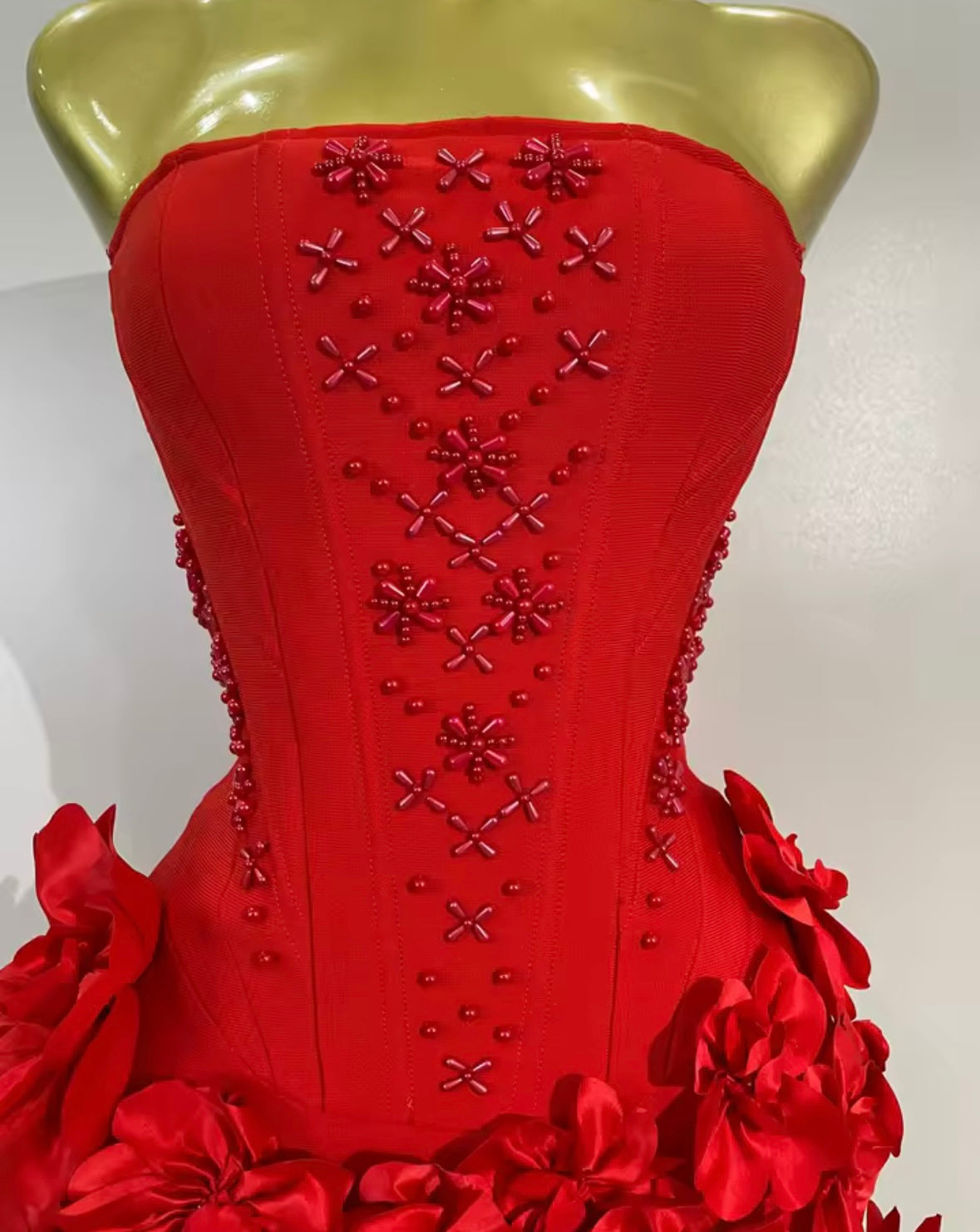 Sexy Strapless Beaded Floral Bandage Dress