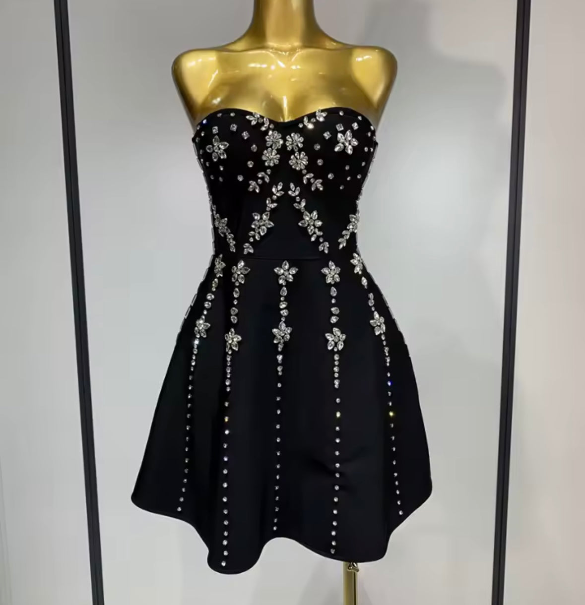 Rhinestone Embellishment Sexy Strapless Dress