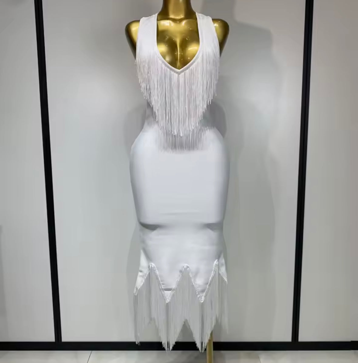 Sexy Fringe Tassel Halter Sleeveless Dress