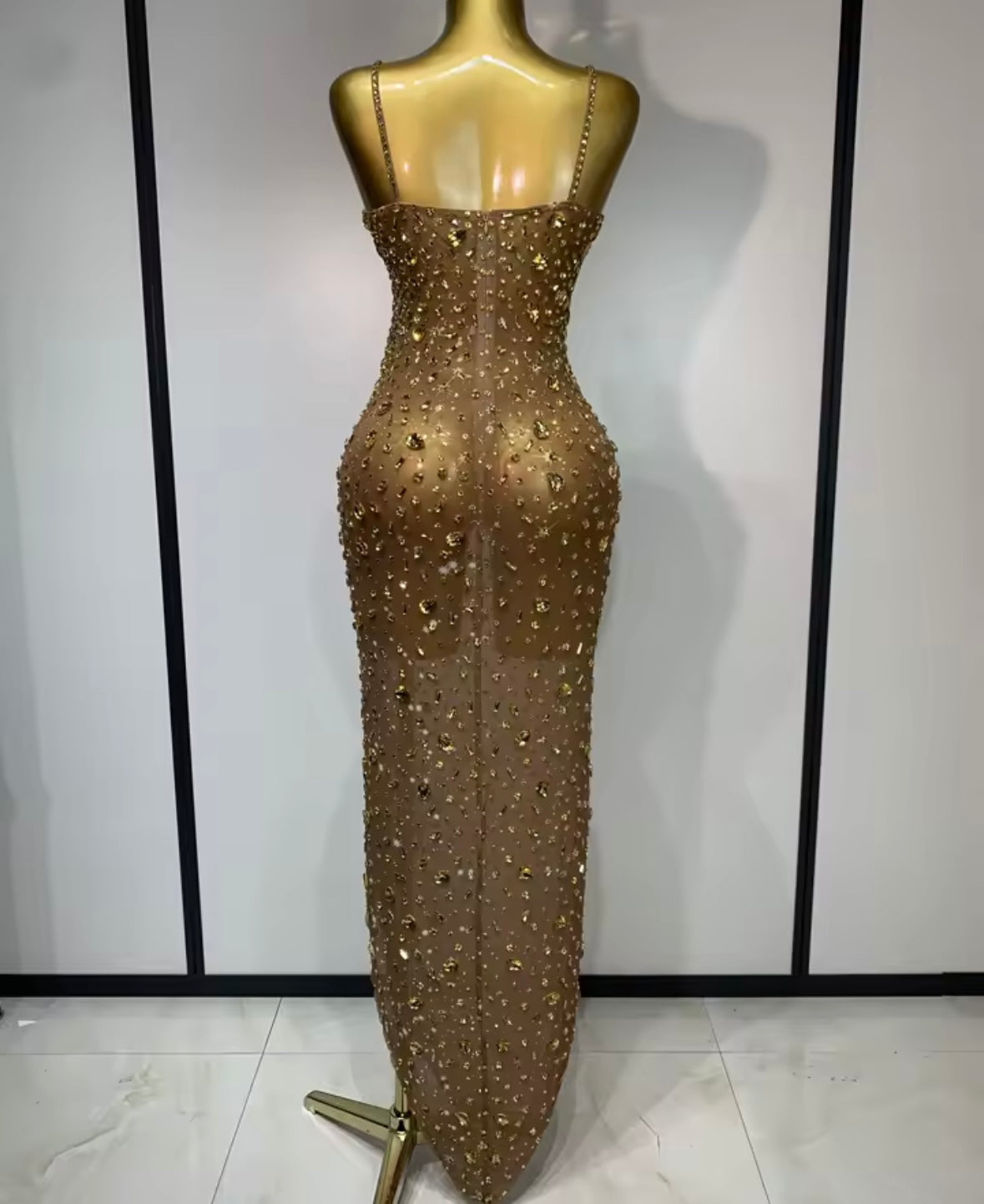 Sleeveless Sexy Rhinestone Embellishment Maxi Dress