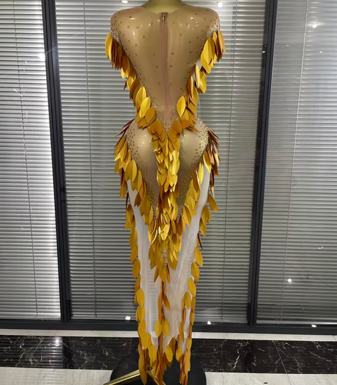 Sexy See Through Sequins Rhinestone Maxi Dress