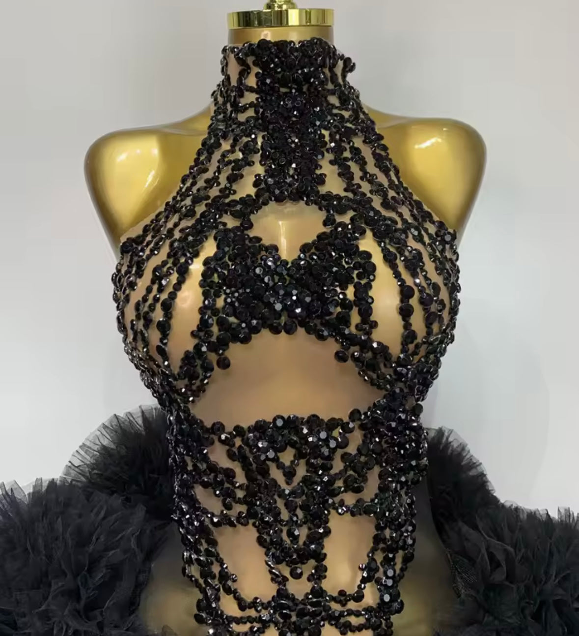Sexy Rhinestone Embellishment Sleeveless Ruffle Short Dress