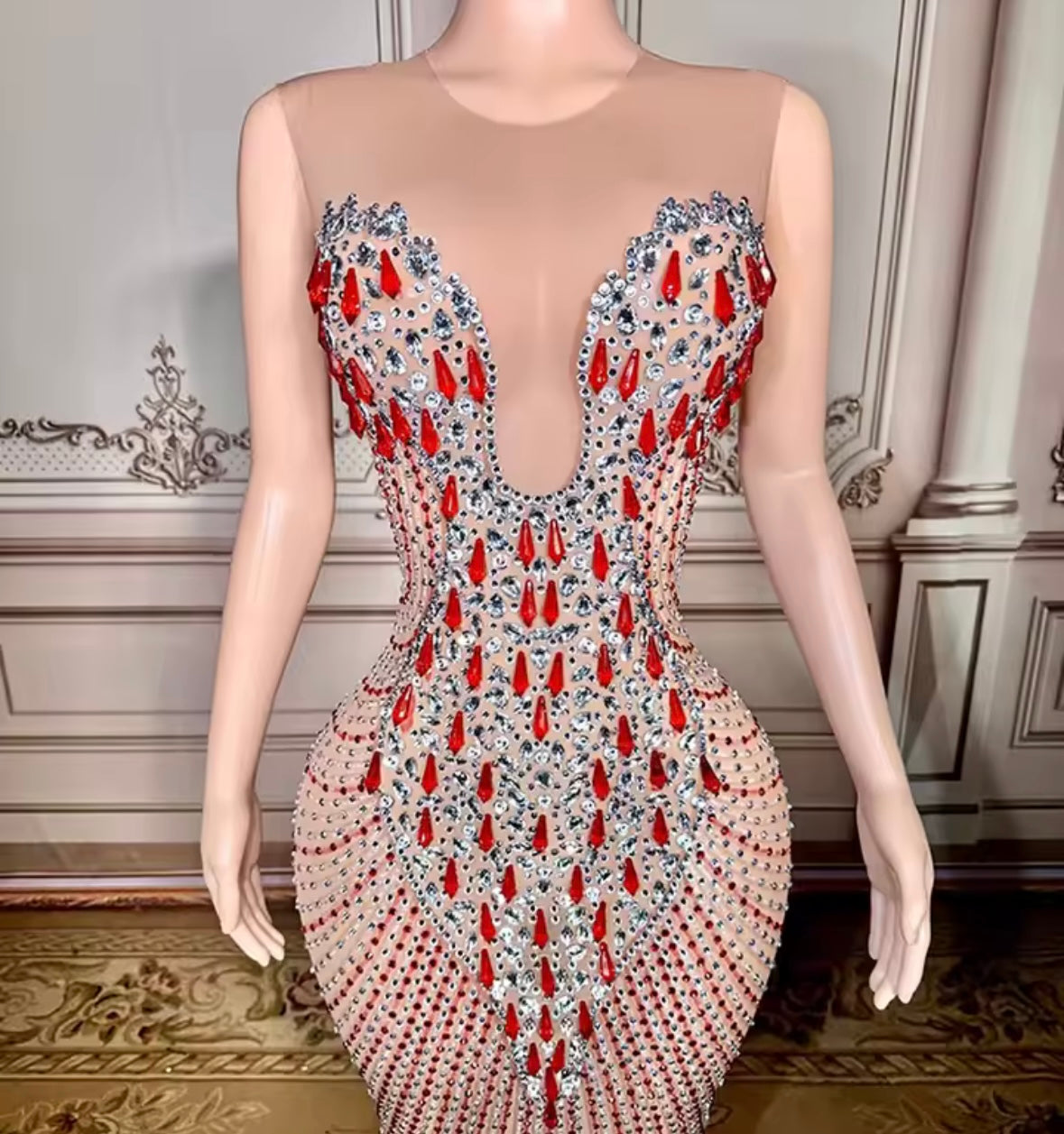 Rhinestone Embellishment Sexy Sleeveless Mermaid Dress