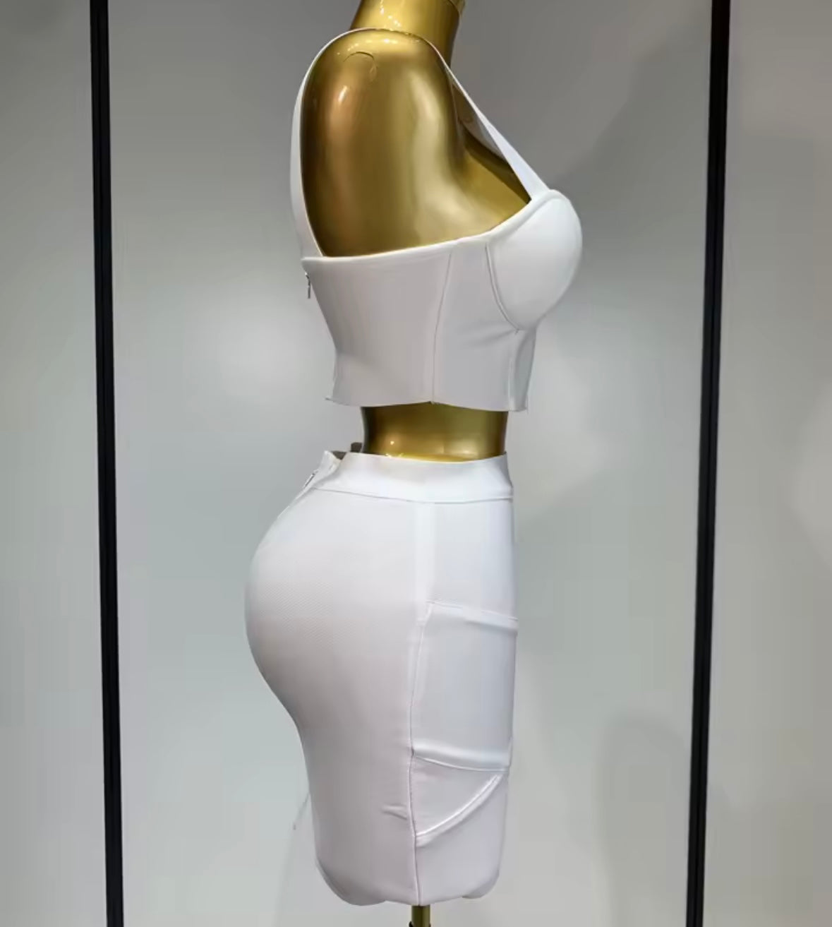 Sleeveless Sexy Crop Two Piece Skirt Set