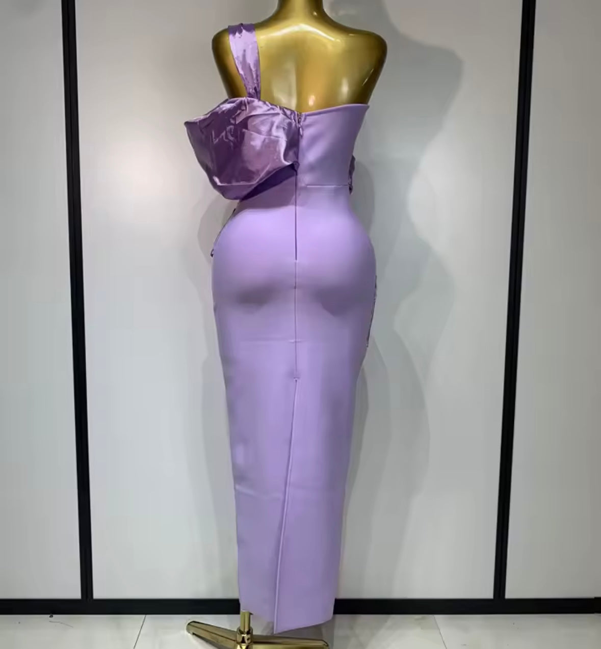 Purple Strapless Draped Elegant Maxi Dress