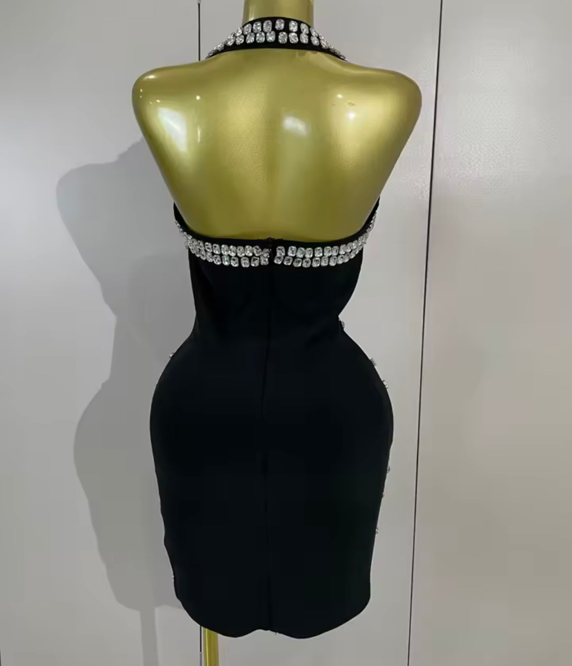 Sexy Halter Sleeveless Rhinestone Tassel Bandage Dress