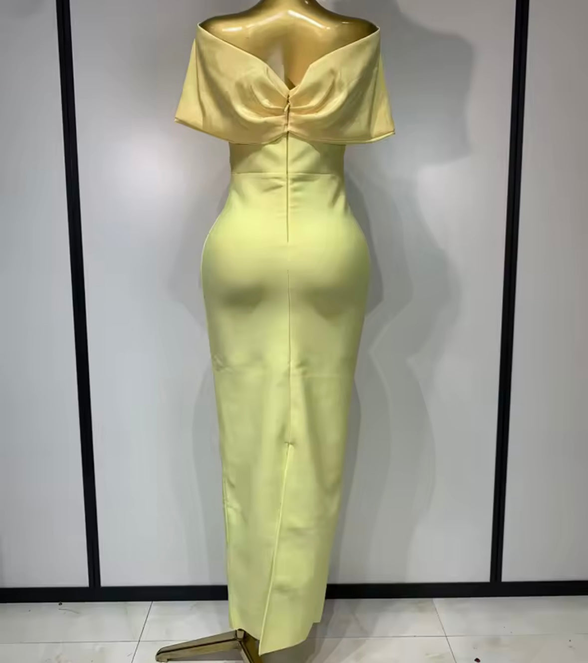 Yellow Sexy Off The Shoulder Floral Rhinestone Maxi Dress