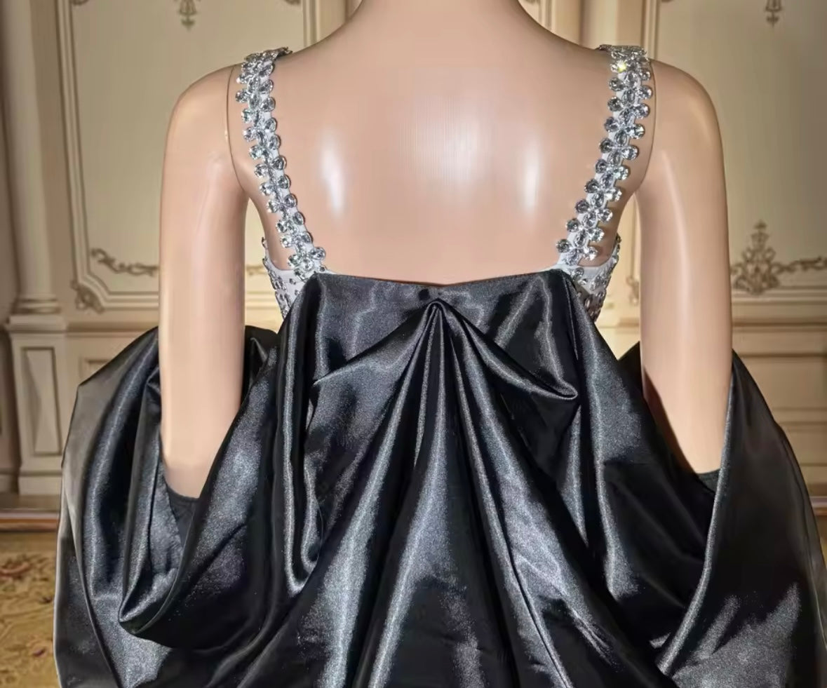 Rhinestone Embellishment Sexy Sleeveless Satin Glove Maxi Dress