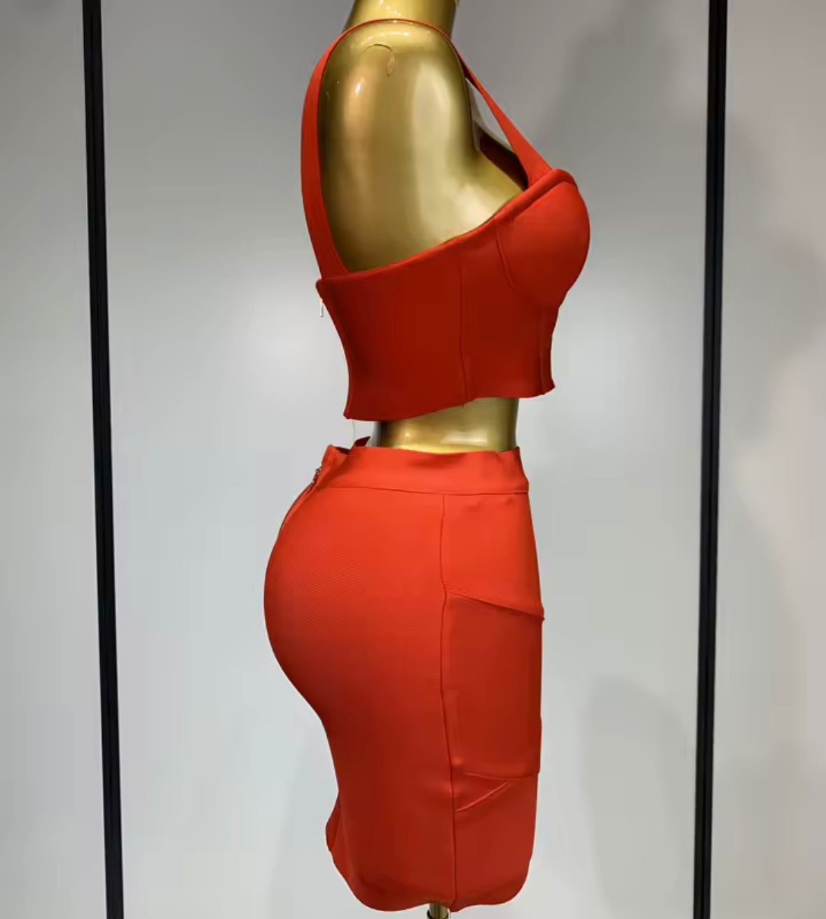 Sleeveless Sexy Crop Two Piece Skirt Set