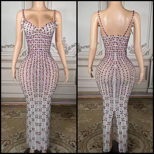 Sexy Bow Sleeveless Rhinestone Embellishment Maxi Dress