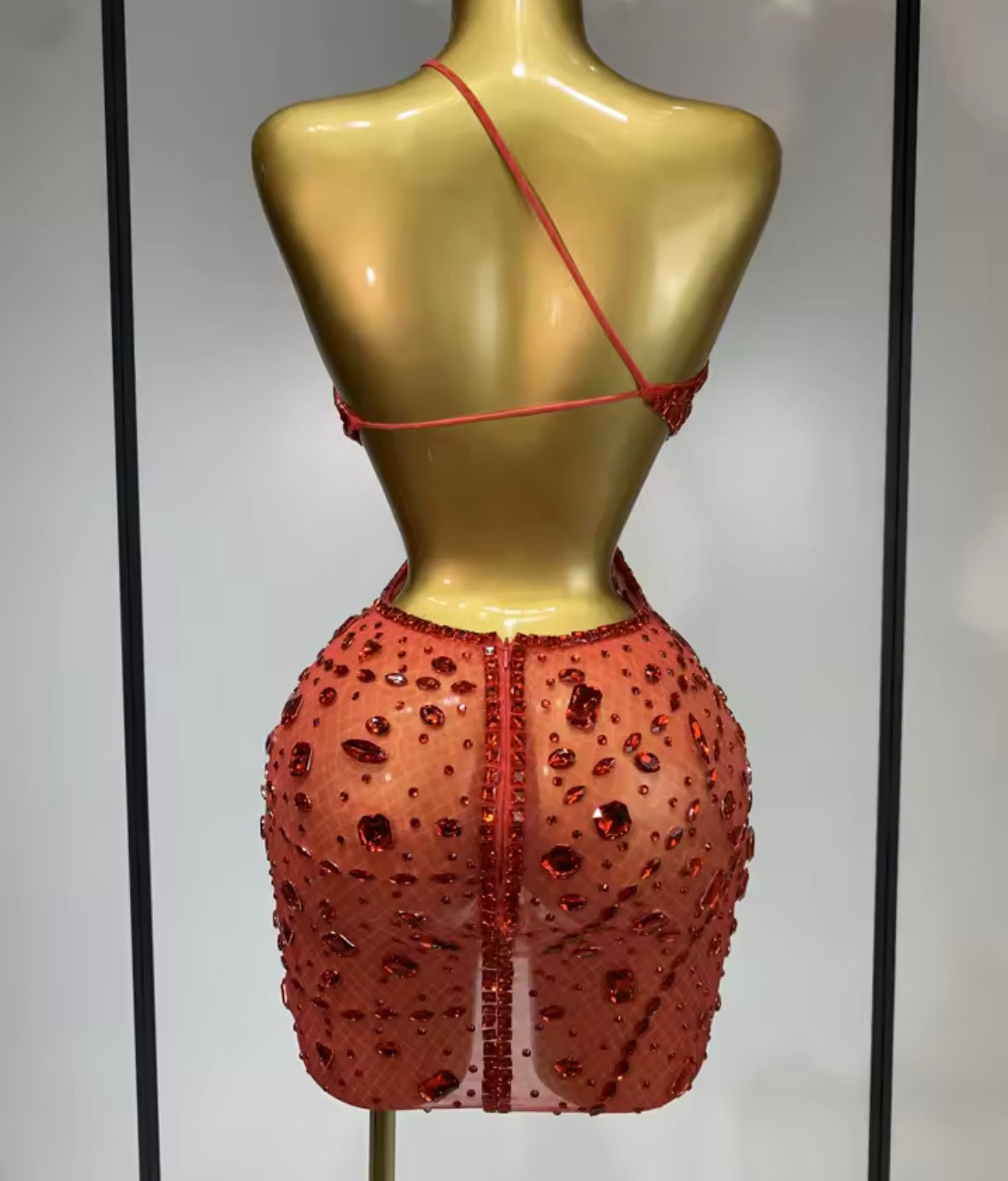 Sexy Sleeveless Open Back Hollow Out Rhinestone Dress