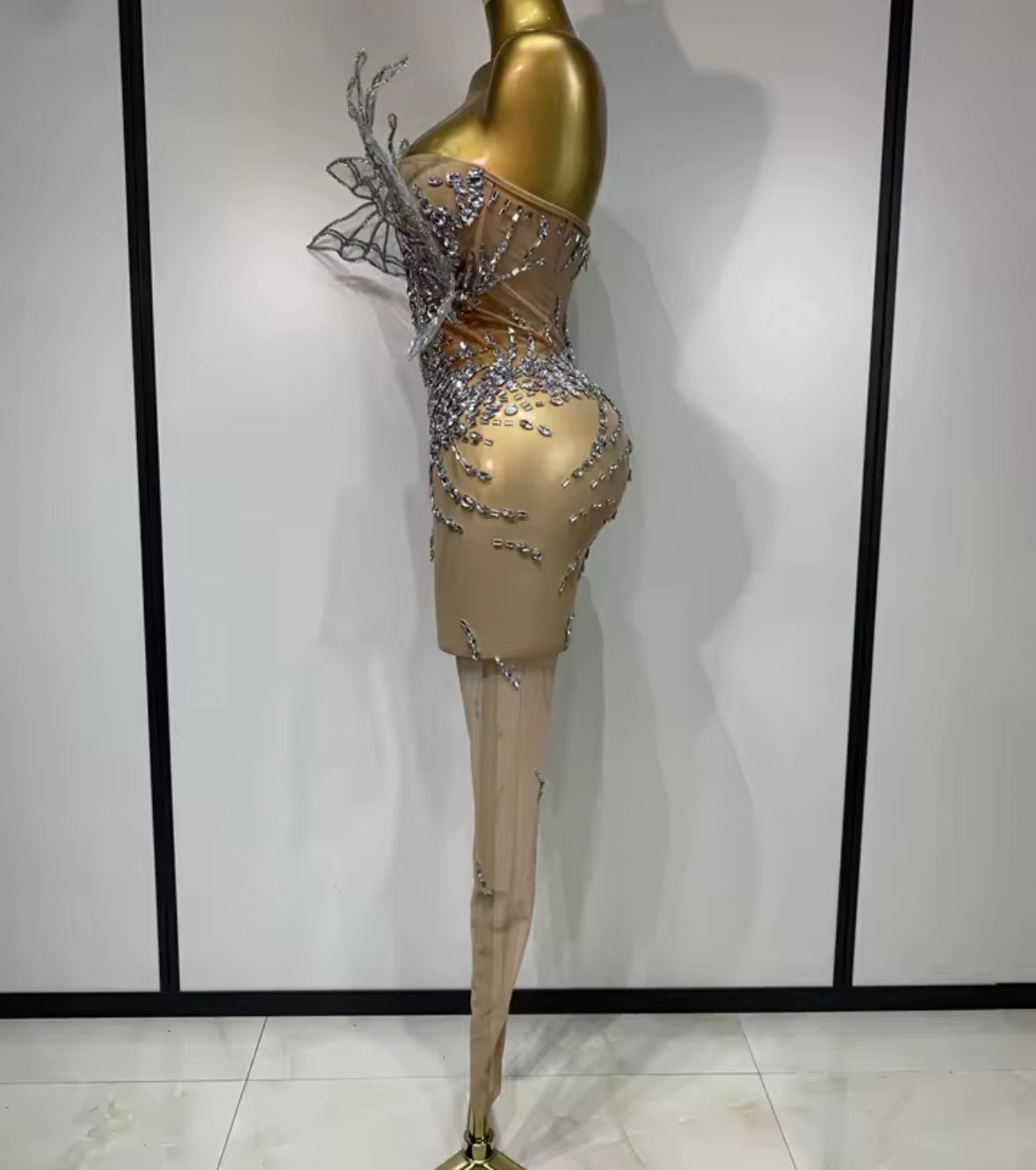 Sexy See Through Rhinestone Butterfly Jumpsuit