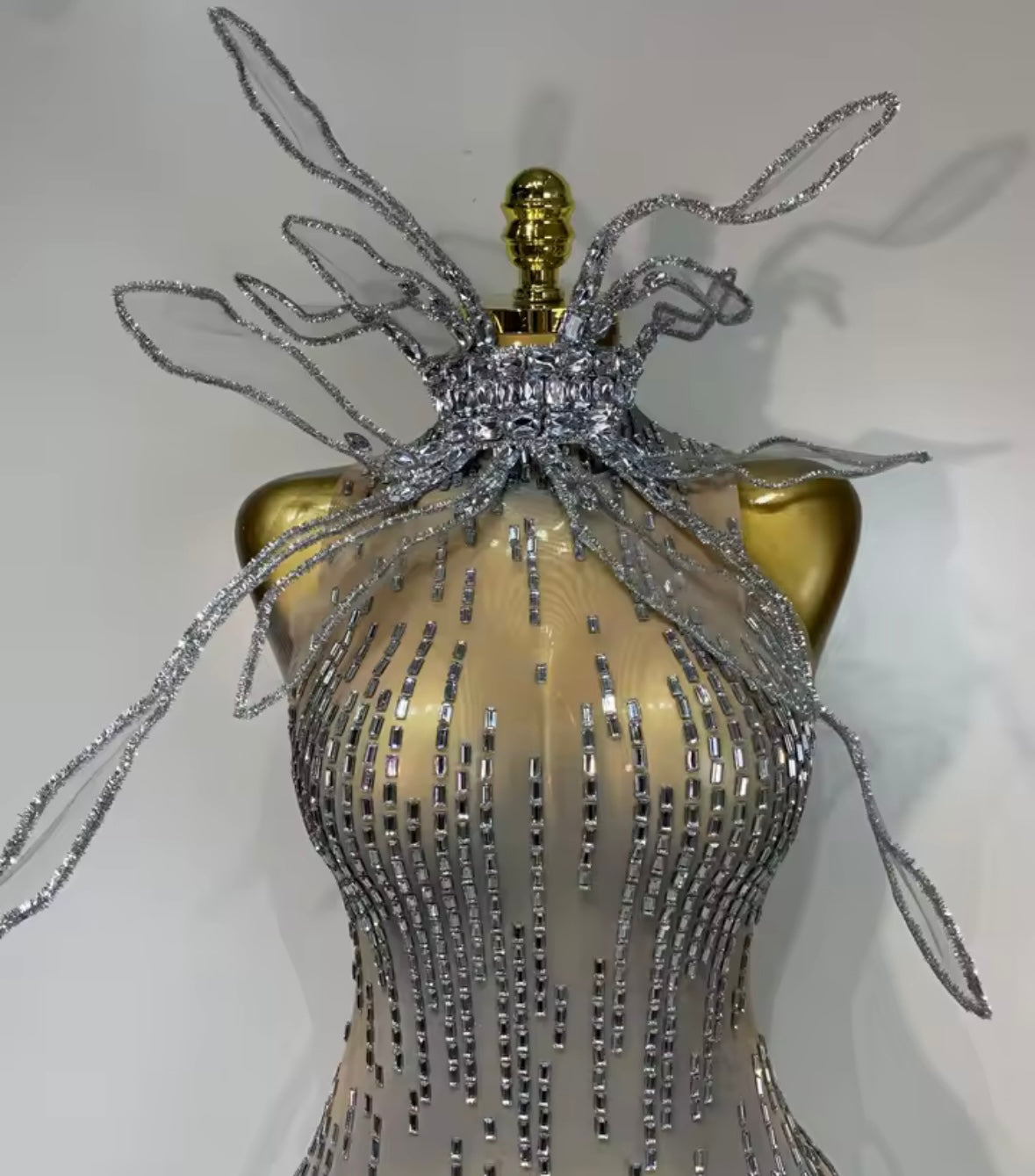 Sexy Sparkly Crystal Sleeveless See Through Dress
