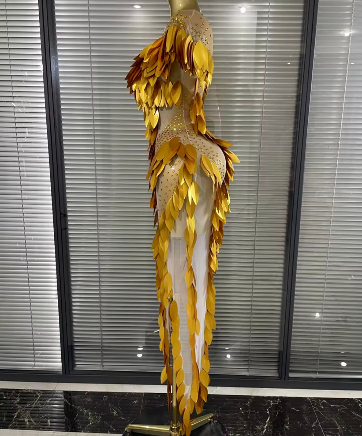 Sexy See Through Sequins Rhinestone Maxi Dress
