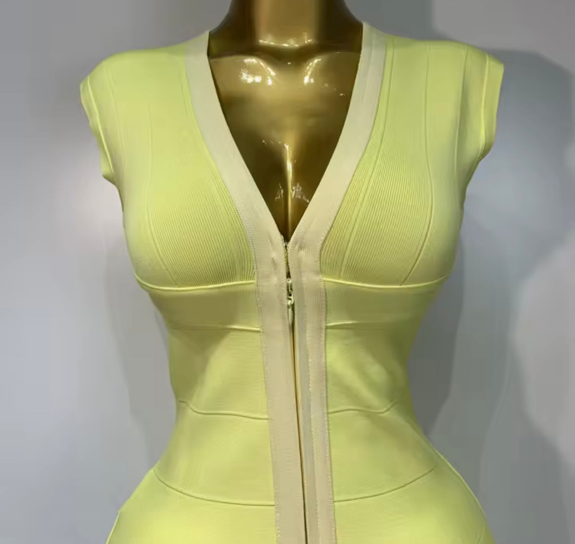 Sexy Sleeveless Front Zipper Bandage Dress